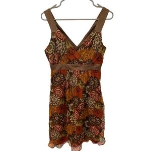 Laundry by Shelli Segal Floral‎ Mini Dress Silk Blend Brown Orange Size 6
NWT